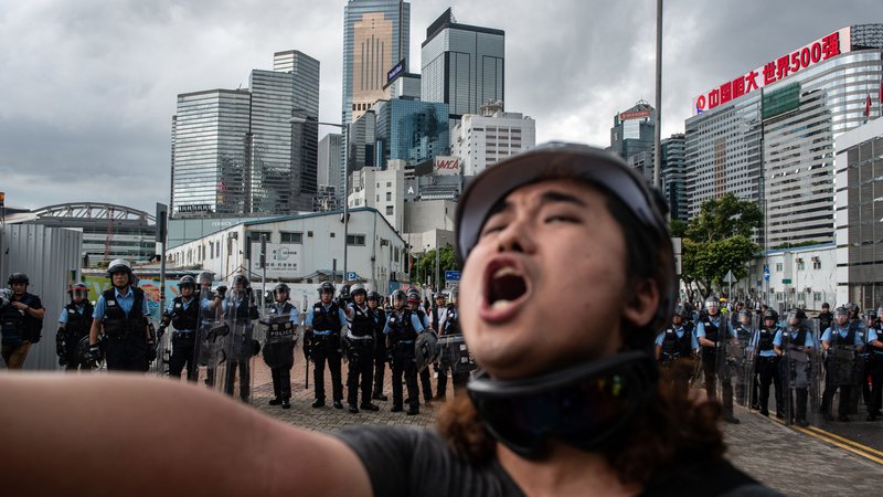 Fotografija: Protest v Hongkongu. FOTO: Philip Fong/AFP