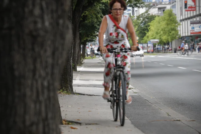 Kolesarska steza na Dunajski cesti, v Ljubljani, 12. julija 2019.
[kolesarji,kolesarske steze,kolesarske poti]