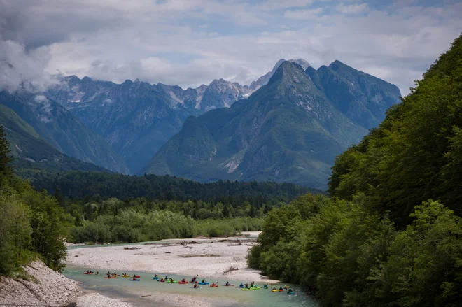 Soča na Bovškem, kjer je bil nekoč predviden jez. Foto Katja Pokorn