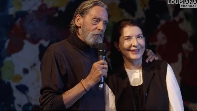 Marina Abramović in njen nekdanji partner Ulay na retrospektivi razstave <em>Čistilec</em> leta 2017 v Muzeju moderne umetnosti Louisiana v Humlebæku na Danskem.
