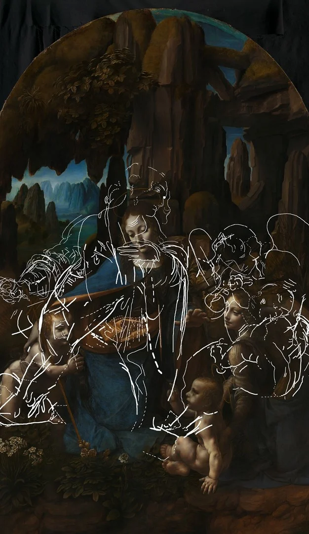 Leonardo je kompozicijo spreminjal. Odkritje skic je&nbsp;omogočilo tudi to, da je pri risanju uporabil svinčnike, ki so vsebovali cink. FOTO: &copy; The National Gallery, London