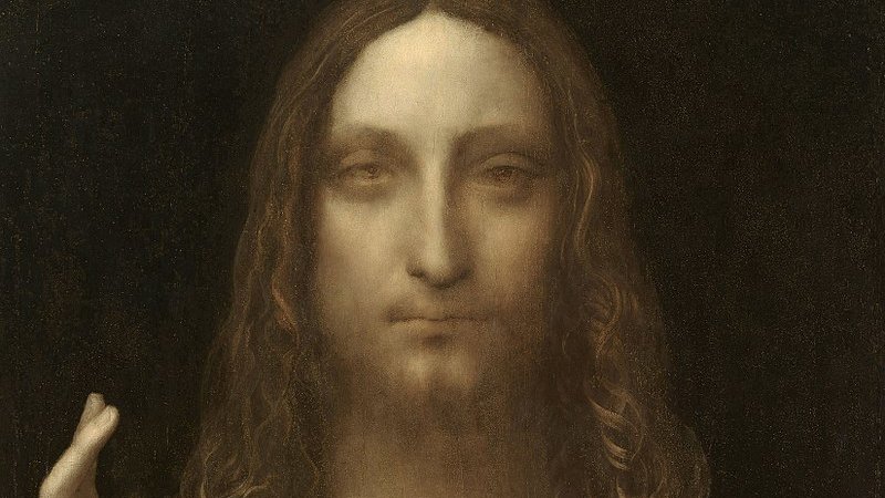 Fotografija: Restavrirani portret Jezusa (olje na orehovem lesu, 65,5 x 45 cm), ki v levi roki drži zemeljsko kroglo, simbol vesoljne oblasti, z desno pa blagoslavlja. Foto Wikipedija