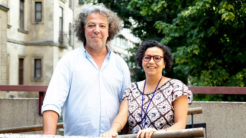 Fotografija: Adel Esadani in Dunia Benslimane v Ljubljani FOTO: Nada Žgank