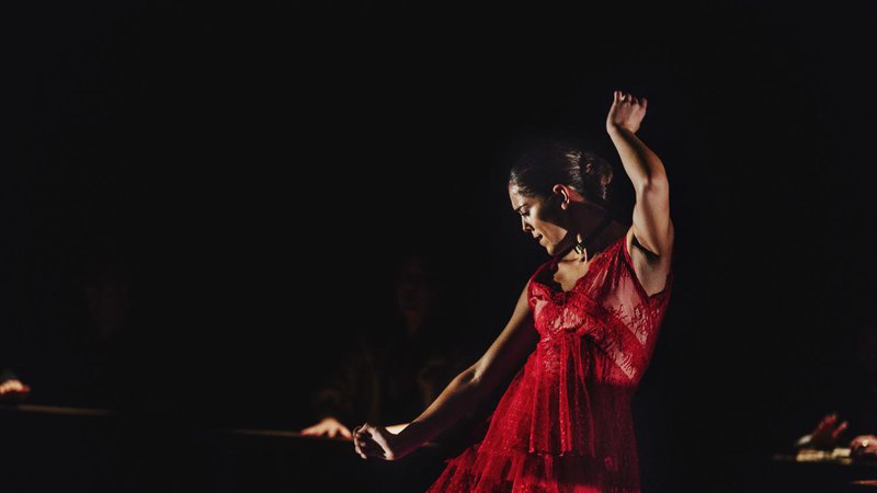 Fotografija: Patricia Guerrero, leta 2019 »plesalka v fokusu« nizozemskega flamenko bienala, je največja vzhajajoča zvezda flamenka. Po briljantnem nastopu v delu Don Kihot Andrésa Marína se z drugim solističnim projektom Distopija, ki ga bomo 18. februarja videli na odru CD, dokazuje kot ena največjih flamenko plesnih ustvarjalk svoje generacije, ves čas v iskanju novega jezika tega plesa. FOTO: Oscar Romero