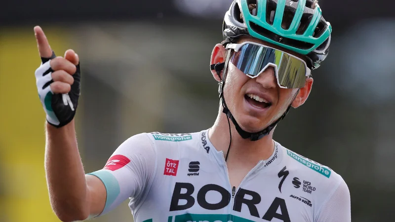 Fotografija: Zmagovalec 16. etape je Lennard Kämna (Bora Hansgrohe). FOTO: Christophe Ena/AFP