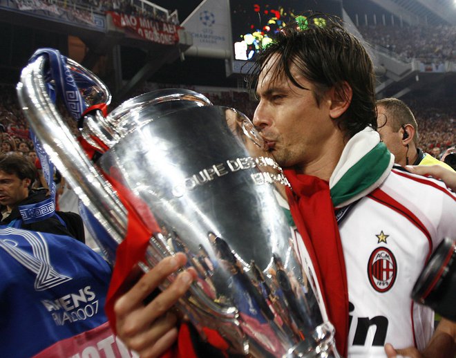 MIlan je nazadnje ligo prvakov osvojil pred 13 leti, ko je bil junak finala z Liverpoolom dvakratni strelec Pippo Inzaghi. FOTO: Dylan Martinez/Reuters