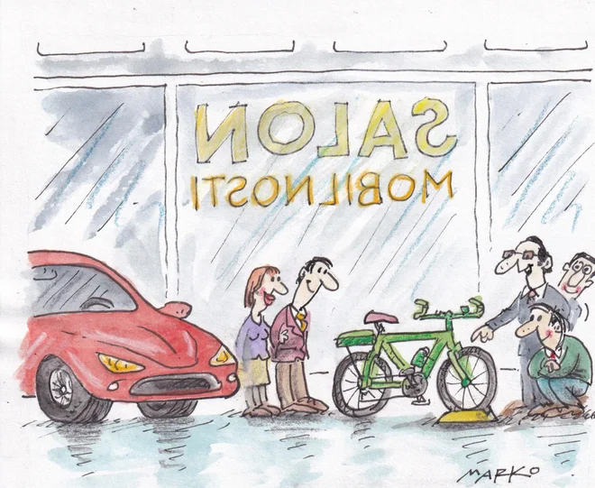 Dan brez avtomobila. KARIKATURA: Marko Kočevar&nbsp;