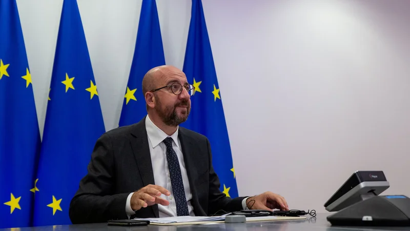 Fotografija: Predsednik Evropskega sveta Charles Michel je moral v karanteno. FOTO: Reuters