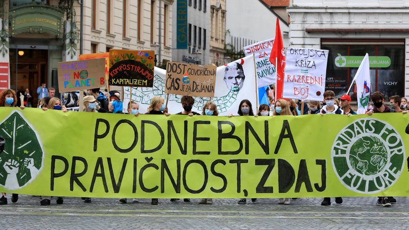 Fotografija: Okoljski protest v organizaciji Mladih za podnebno pravičnost. FOTO: Uroš Hočevar/Delo