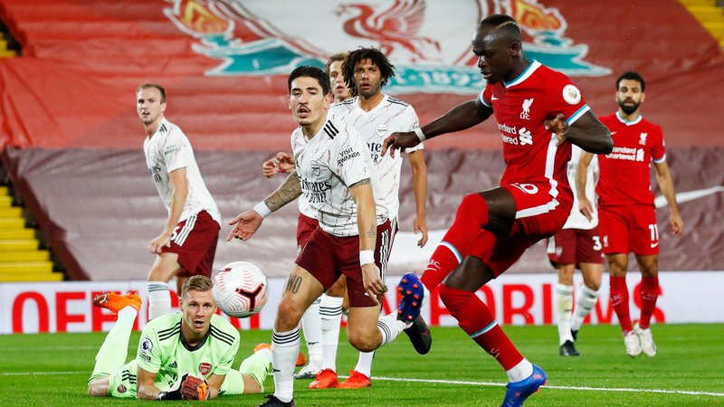 Fotografija: Sadio Mane je izenačil za Liverpool. FOTO: Jason Cairnduff/Reuters