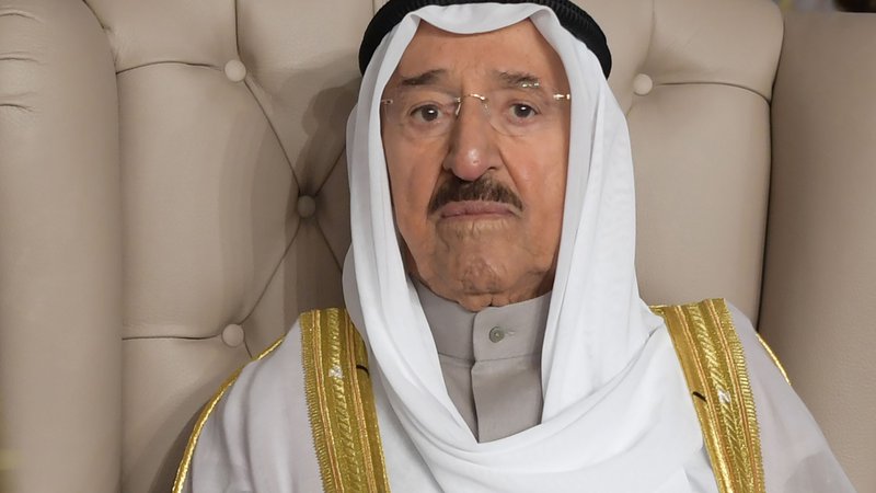 Fotografija: Kuvajstki emir Sabah al Ahmad al Sabah je danes umrl star 91 let. FOTO: Fethi Belaid/AFP