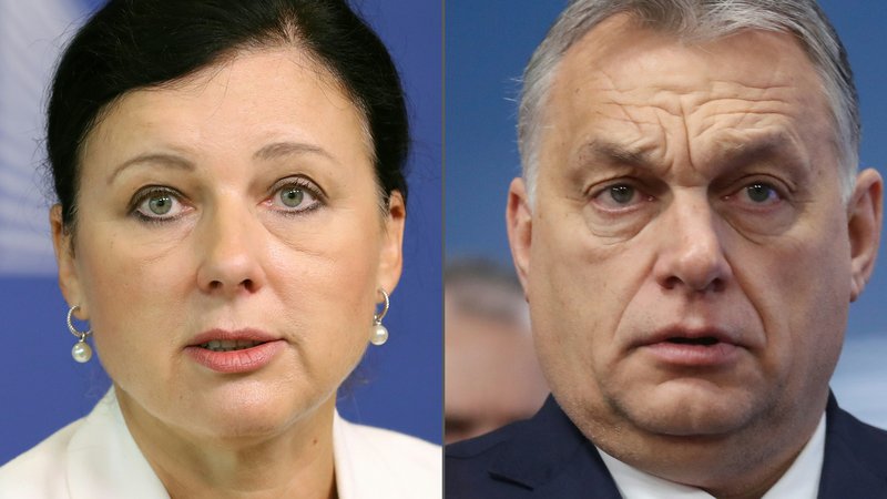 Fotografija: Premier Viktor Orbán je zahteval odstop podpredsednice evropske komisije za vrednote in transparentnost Věre Jourove, ker je kritizirala njegovo delovanje na področju demokracije. FOTO: AFP