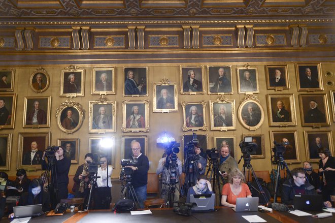 Tudi novinarske konference ob razglasitvi bodo potekale drugače.<br />
Foto Fredrik Sandberg/Reuters