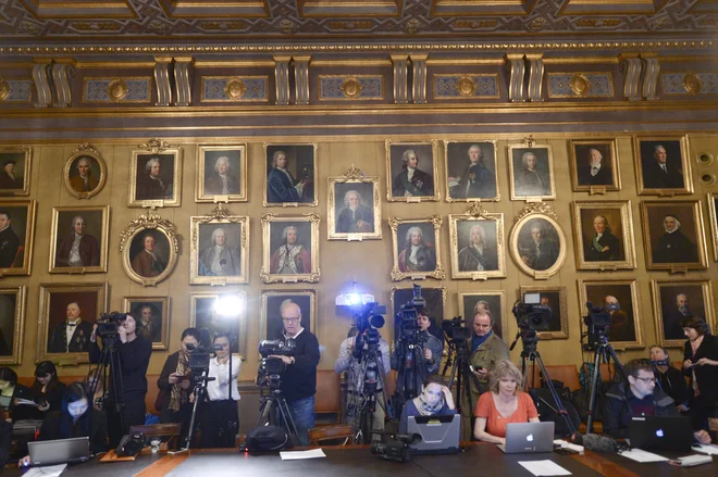 Tudi novinarske konference ob razglasitvi bodo potekale drugače.<br />
Foto Fredrik Sandberg/Reuters