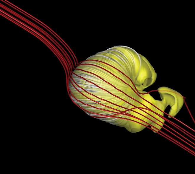 Model, ki kaže eno izmed razliučic, kako je oblikovana helosfera. FOTO: Opher/Nasa