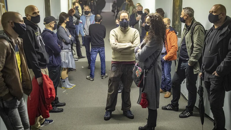 Fotografija: Protest slovenskih filmarjev. FOTO: Voranc Vogel/Delo
