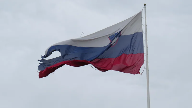 V osrčju grosupeljske občine na Boštanju plapola slovenska tribarvnica oziroma to, kar je od nje ostalo. FOTO: Bojan Rajšek/Delo