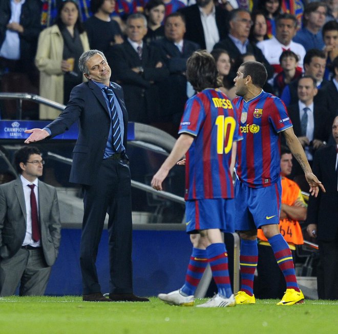Mourinho in Messi sta imela opraviti aprila 2010 v polfinalu lige prvakov, ko je poznejši evropski prvak Inter izločil Barcelono. FOTO: Jason Cairnduff/Reuters