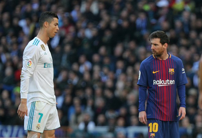 Ronaldo in Messi bijeta strelski dvoboj tudi v ligi prvakov, kjer ta čas kaže bolje Portugalcu z izidom 130:116 v doseženih golih. FOTO: Sergio Perez/Reuters