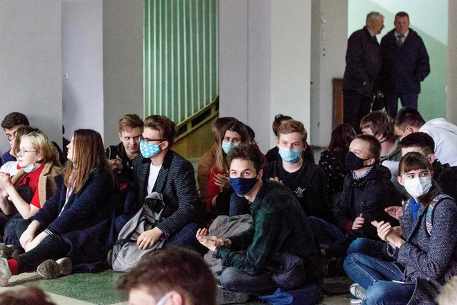 Stavkali so tudi beloruski študentje. FOTO: Afp