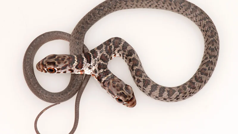Fotografija: Fotografija Inštituta za raziskave rib in divjih živali (FWC), prikazuje dvoglavo južno črno dirkaško kačo (Coluber constrictor), ki jo je Kay Rogers našel v Palm Harborju. »Kače z dvema glavama verjetno ne preživijo v naravi, saj oba možgana sprejemata različne odločitve, ki zavirajo sposobnost prehranjevanja plenilcev ali bega pred njimi,« je objavil raziskovalni inštitut. FOTO: Jonathan Mays/Afp