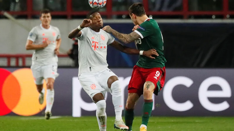 Fotografija: David Alaba je prispeval delež k zmagi Bayerna prejšnji teden v Moskvi, zdaj je pred njim že preizkušnja v Salzburgu. FOTO: Maksim Šipenkov/Reuters