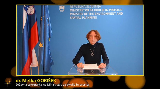 Častna govorka na zaključni prireditvi, državna sekretarka na ministrstvu za okolje in prostor dr. Metka Gorišek. FOTO: Leon Vidic/Delo