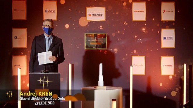 Delovo podjetniško zvezdo 2020 je razglasil Andrej Kren, glavni direktor Dela. FOTO: Leon Vidic/Delo