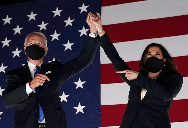 Joe Bifen in Kamala Harris. FOTO: Olivier Douliery/AFP