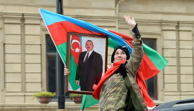 Zmagoslavje na ulicah Bakuja. FOTO: Tofik Babayev/AFP