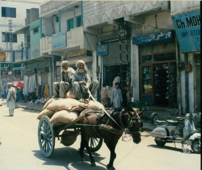 Pakistan ima pestro paleto prometnih sredstev: rikše, vprege, kombije in kičasto okrašene avtobuse. FOTO: Alen Steržaj