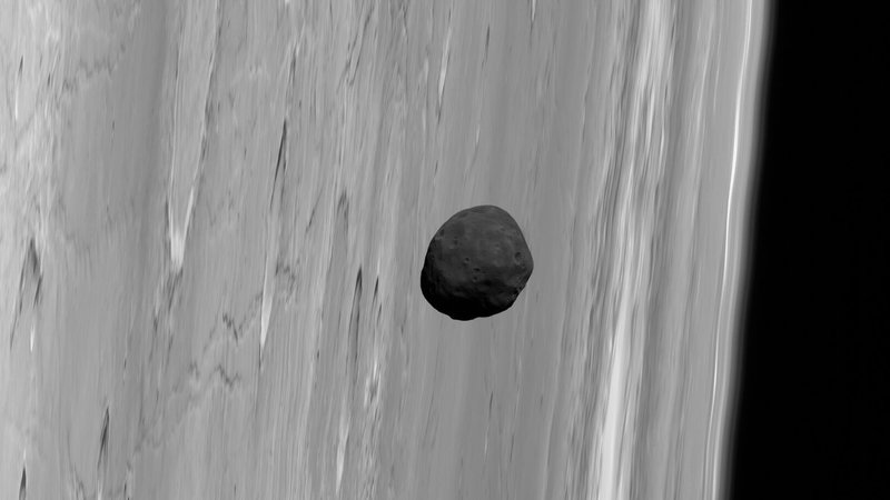 Fotografija: Mali satelit Fobos Mars obkroži v slabih osmih urah, znanstveniki pa so izračunali, da bo nekoč padel na njegovo površje. G. Neukum (FU Berlin), Mars Express, DLR, ESA, Peter Masek