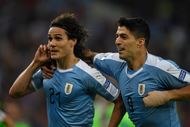Edinson Cavani in Luis Suarez sta bila dolga leta udarni dvojec v napadu Urugvaja. FOTO: Mauro Pimentel/AFP