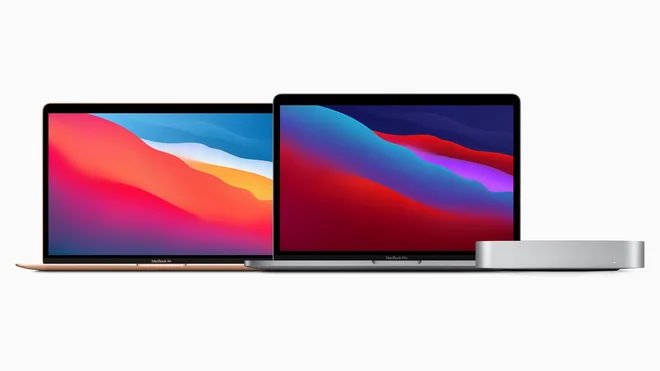Na predstavitvi smo lahko videli tri nove mace, opremljene z novimi procesorji M1. Vsi trije na zunaj niso bili deležni sprememb. FOTO: Apple