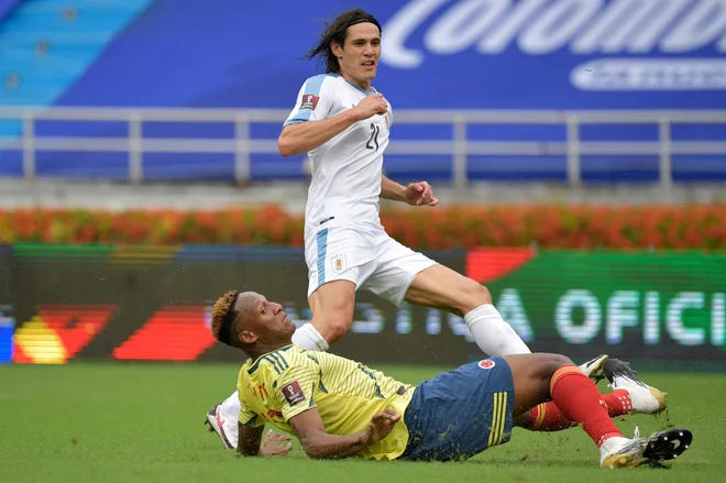 Edinson Cavani se je z golom vrnil v urugvajsko reprezentanco. FOTO: Raul Arboleda/AFP