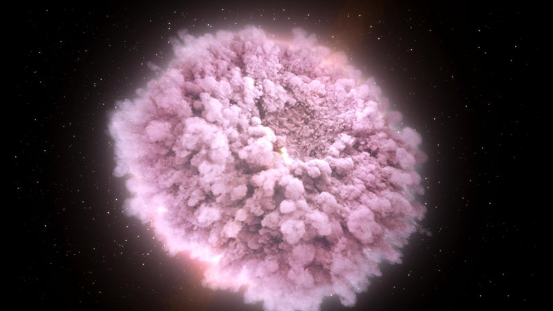 Fotografija: Tik pred trkom nevtronske zvezde s sebi podobno zvezdo ali črno luknjo se s površine odtrga vroč oblak zgoščene snovi, iz katere nastanejo eni najtežjih kemijskih elementov, med njimi tudi za več zemeljskih mas zlata in platine. FOTO:Nasa