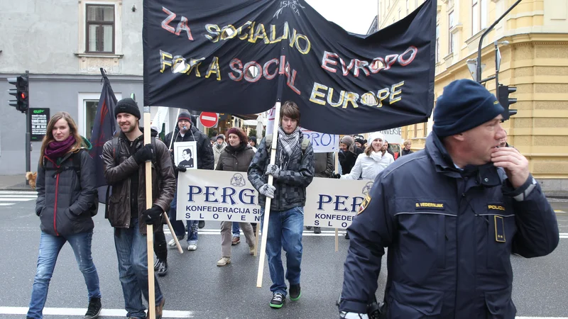 Fotografija: Splošna stavka v Ljubljani leta 2012. FOTO: Voranc Vogel/Delo