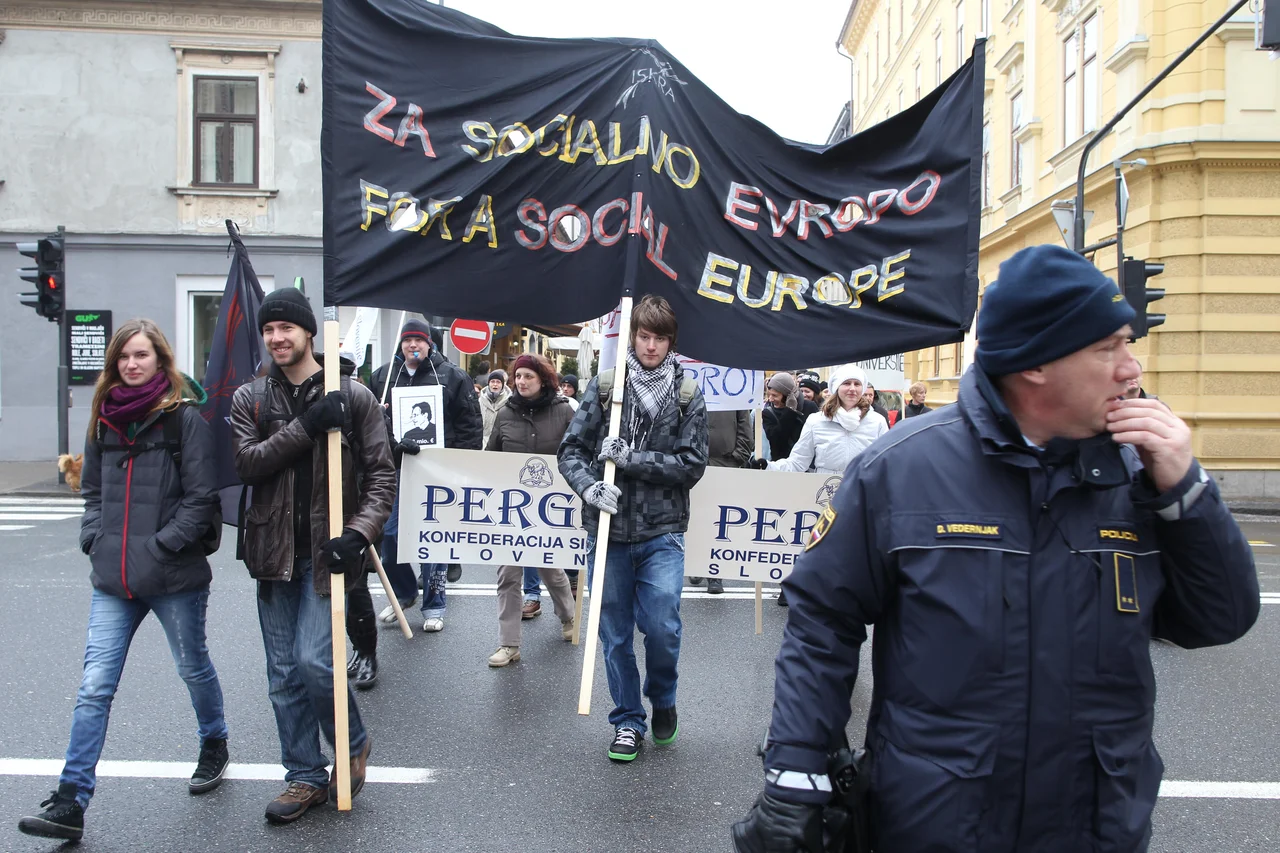 Fotografija: Splošna stavka v Ljubljani leta 2012. FOTO: Voranc Vogel/Delo