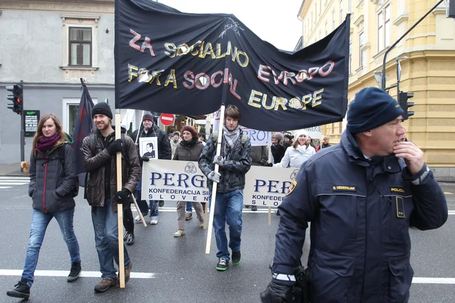 Splošna stavka v Ljubljani leta 2012. FOTO: Voranc Vogel/Delo&nbsp;