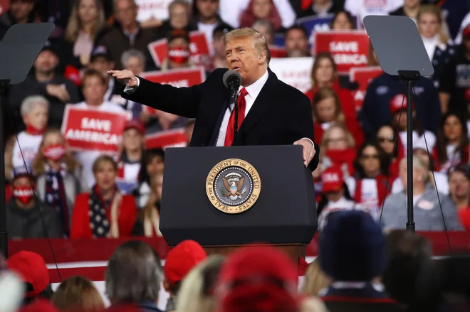Trump na zborovnju v georgijski Valdosti. Foto Spencer Platt/Afp