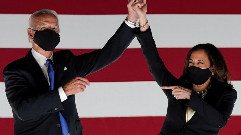 Fotografija: Joe Biden in Kamala Harris iz Demokratske stranke. FOTO: Kevin Lamarque/Reuters