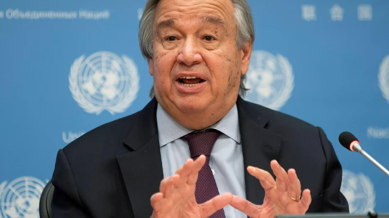 Fotografija: Generalni sekretar Združenih narodov Antonio Guterres je danes nagovoril svetovne voditelje. FOTO: Eduardo Munoz/Reuters