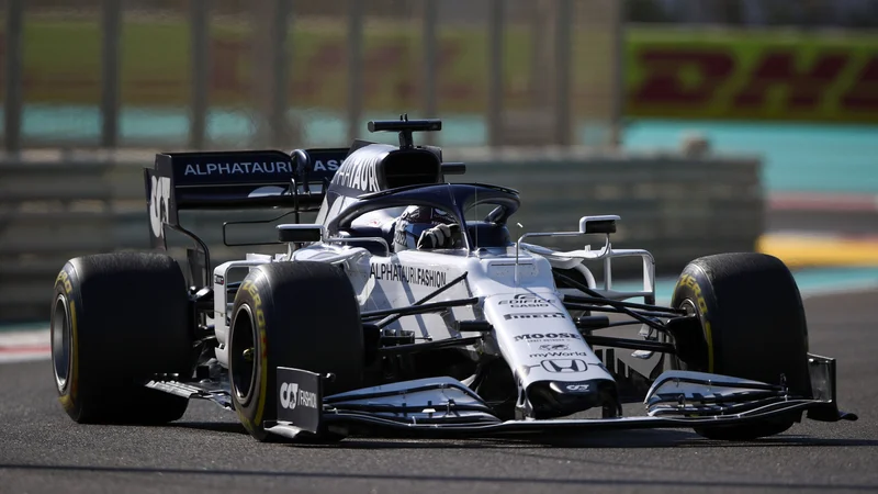 Fotografija: V sezoni 2021 bosta za AlphaTauri dirkala Pierre Gasly in Yuki Tsunoda. FOTO: Bryn Lennon/AFP