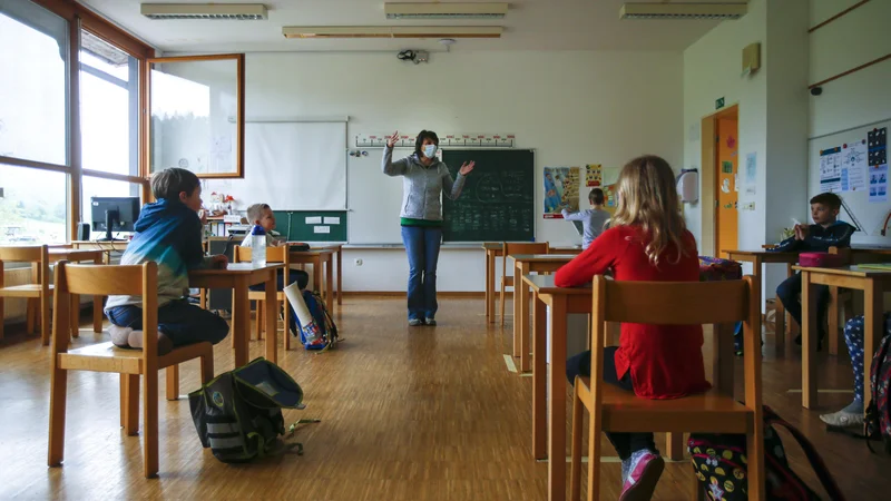 Fotografija: V šoli učitelji precej lažje zaznajo, kdo spremlja pouk, kakor pa med videokonferenco. FOTO: Matej Družnik/Delo