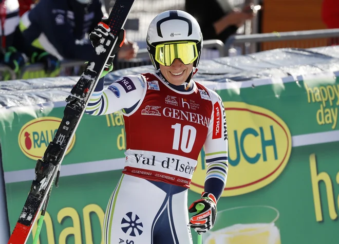 Ilka Štuhec je v cilj pripeljala nasmejana. FOTO: Eric Gaillard/Reuters