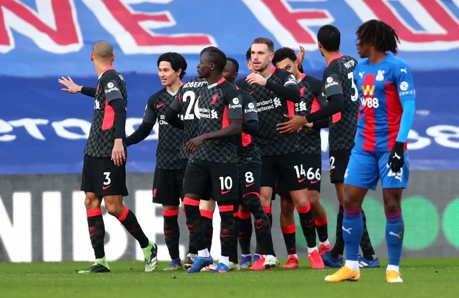 Liverpool je proti Crystal Palaceu dosegel kar sedem golov. FOTO: Clive Rose/Reuters
