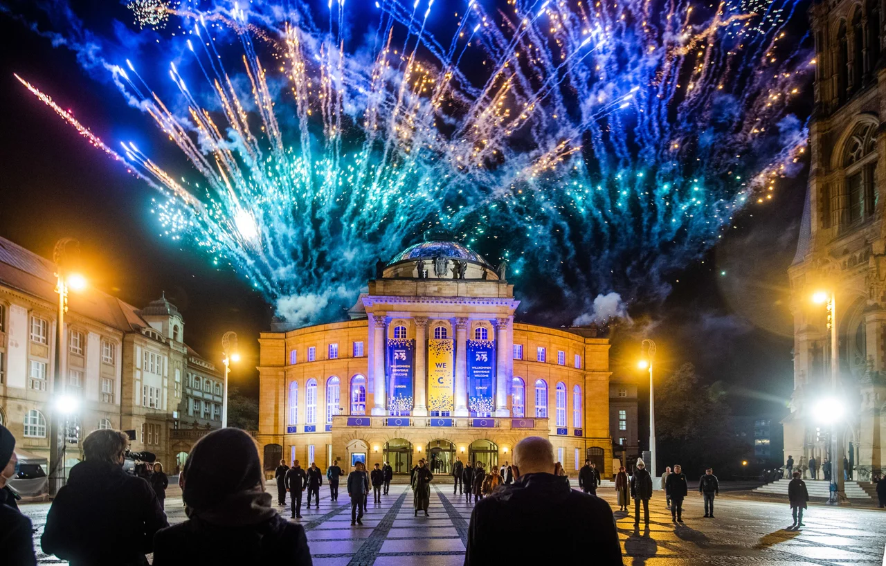 Fotografija: Takole so v Chemnitzu proslavljali, ko so bili izbrani za evropsko prestolnico kulture leta 2025. Foto promocijsko gradivo