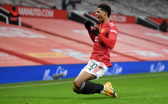 Napadalec Marcus Rashford je močno orožje norveškega trenerja Oleja Gunnarja Solskjaerja. FOTO: Michael Regan/Reuters