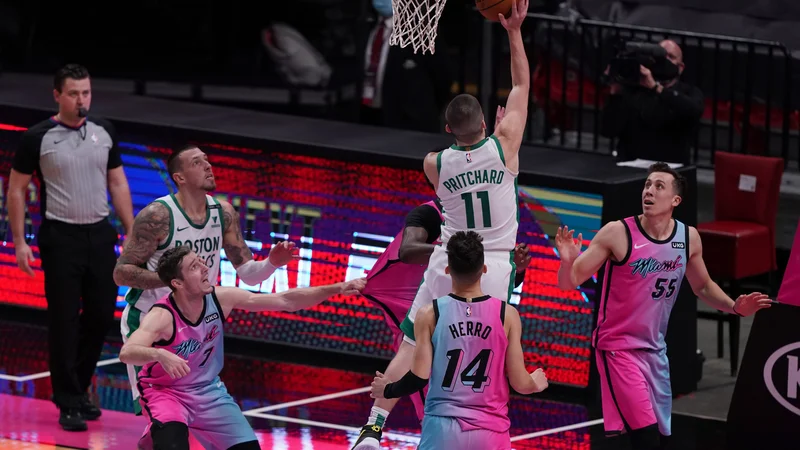 Payton Pritchard je zadel vsega dve desetinki pred koncem tekme za zmago Bostona. FOTO: Jasen Vinlove/Usa Today Sports