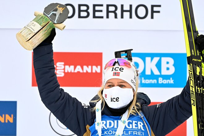 Tiril Eckhoff je bila najboljša v Oberhofu. FOTO:  Tobias Schwarz/ AFP
